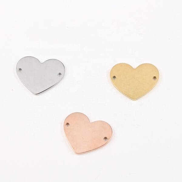 16*20mm Stainless Steel Mirror Polished Blank Stamp Pendant Heart Charms - Image 2