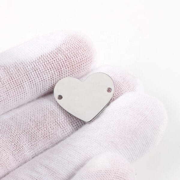 16*20mm Stainless Steel Mirror Polished Blank Stamp Pendant Heart Charms - Image 5