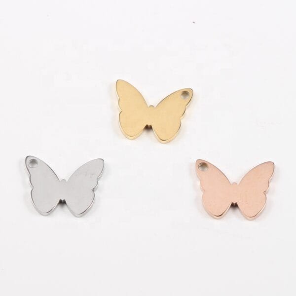 11x14mm Cute Mirror Polished Stainless Steel Jewelry Butterfly Pendants Charms - Image 2