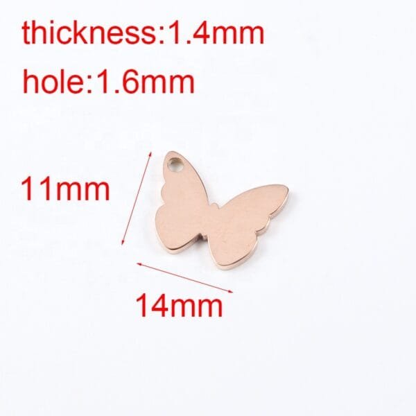 11x14mm Cute Mirror Polished Stainless Steel Jewelry Butterfly Pendants Charms - Image 6