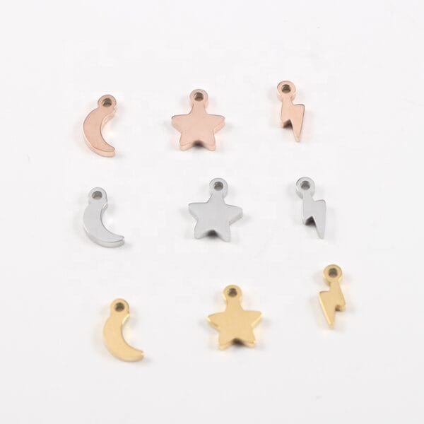 DIY Stainless Steel Mirror Polished Moon Star Lightning Charms And Pendants