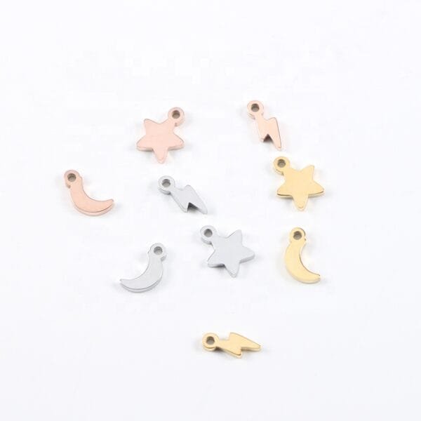 DIY Stainless Steel Mirror Polished Moon Star Lightning Charms And Pendants - Image 2