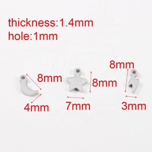 DIY Stainless Steel Mirror Polished Moon Star Lightning Charms And Pendants - Image 6