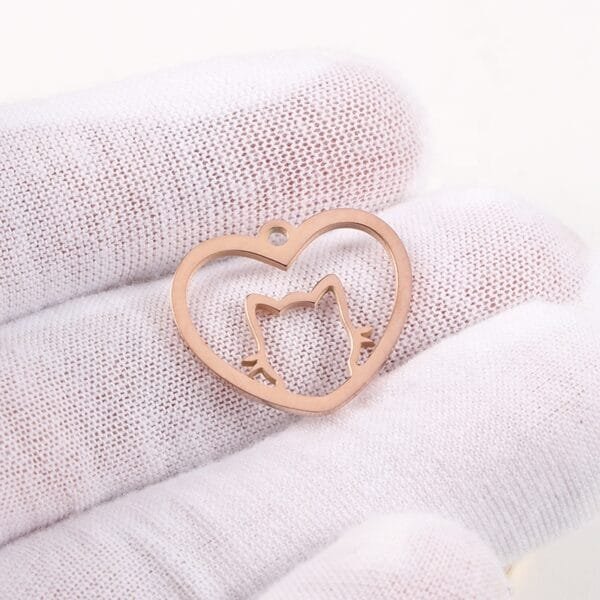 19*22mm Stainless Steel Mirror Polished Hollow Heart Cat Pendant Charms for Jewelry Making - Image 5
