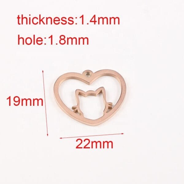 19*22mm Stainless Steel Mirror Polished Hollow Heart Cat Pendant Charms for Jewelry Making - Image 6