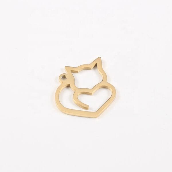 19*20mm Stainless Steel Mirror Polished Hollow Cute Cat Heart Pendant Charms - Image 3