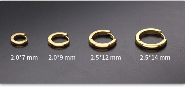 New Fashion Gold Plated Stainless Steel Round Clip On Hoop Earrings - Image 2
