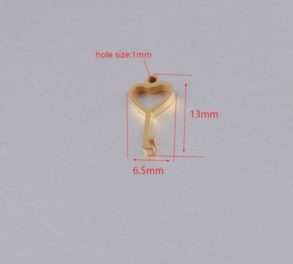 High Polished Stainless Steel Love Heart Key Pendant DIY Jewelry Findings Gold Color Rose Gold Color Small Hollow Charms - Imagen 3