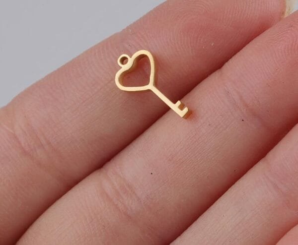 High Polished Stainless Steel Love Heart Key Pendant DIY Jewelry Findings Gold Color Rose Gold Color Small Hollow Charms - Imagen 4