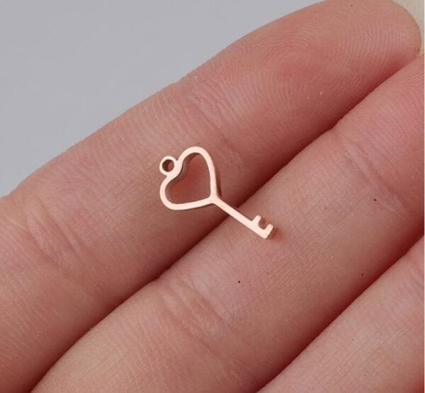 High Polished Stainless Steel Love Heart Key Pendant DIY Jewelry Findings Gold Color Rose Gold Color Small Hollow Charms - Imagen 6