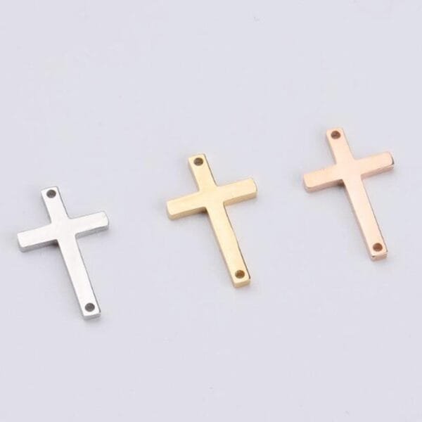 Gold Plated High Polished Stainless Steel  11*18mm Christ Cross Pendant Charms for DIY Jewelry Bracelet Making