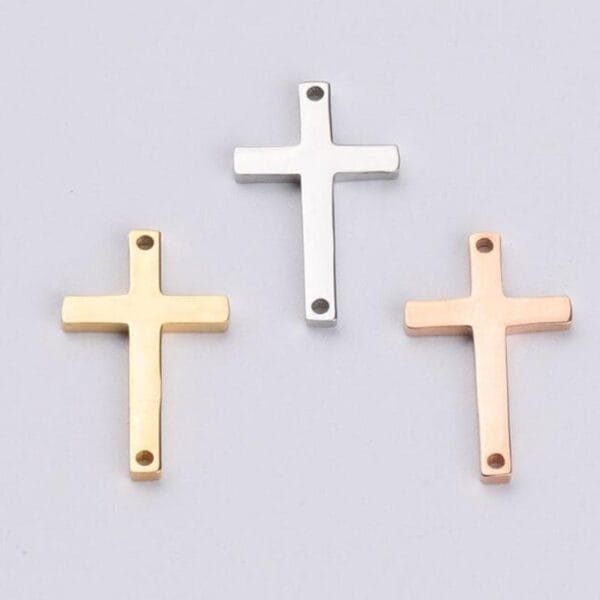 Gold Plated High Polished Stainless Steel  11*18mm Christ Cross Pendant Charms for DIY Jewelry Bracelet Making - Imagen 2