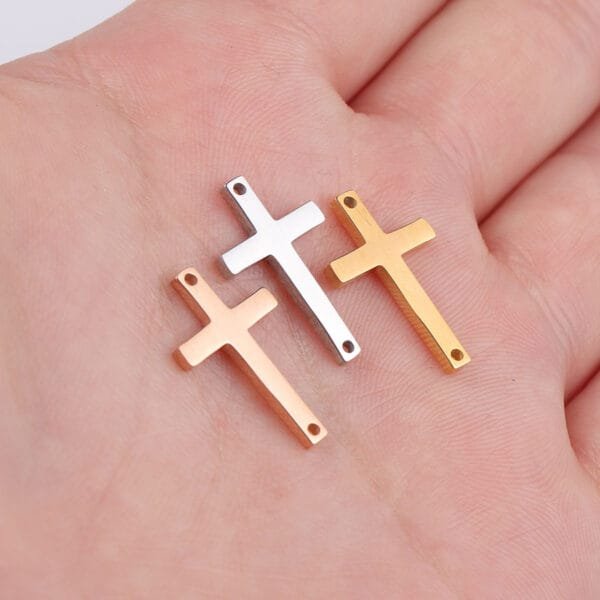 Gold Plated High Polished Stainless Steel  11*18mm Christ Cross Pendant Charms for DIY Jewelry Bracelet Making - Imagen 5