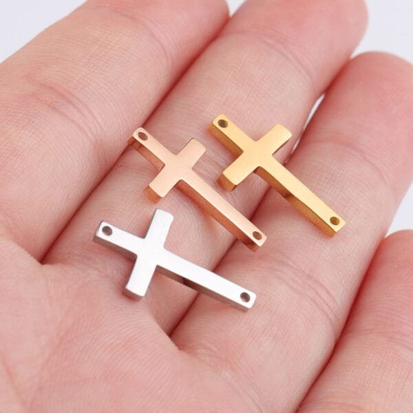 Gold Plated High Polished Stainless Steel  11*18mm Christ Cross Pendant Charms for DIY Jewelry Bracelet Making - Imagen 6