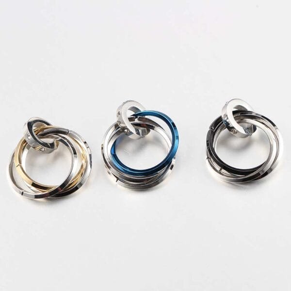 Mirror Polished Stainless Steel Rhinestones Three Circles Ring Pendant