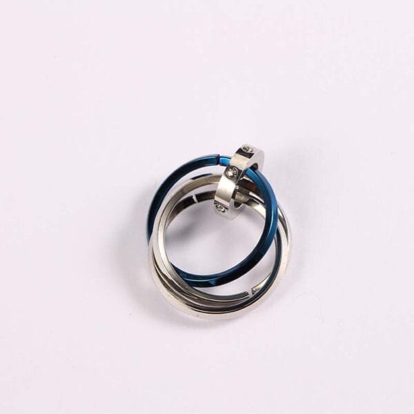 Mirror Polished Stainless Steel Rhinestones Three Circles Ring Pendant - Imagen 4