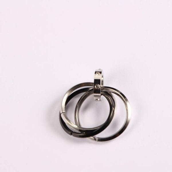 Mirror Polished Stainless Steel Rhinestones Three Circles Ring Pendant - Imagen 5