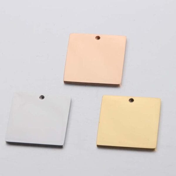 Mirror Polished Gold Color Stampable 25mm Square Stainless Steel Blank Pendant Blanks Metal Charms