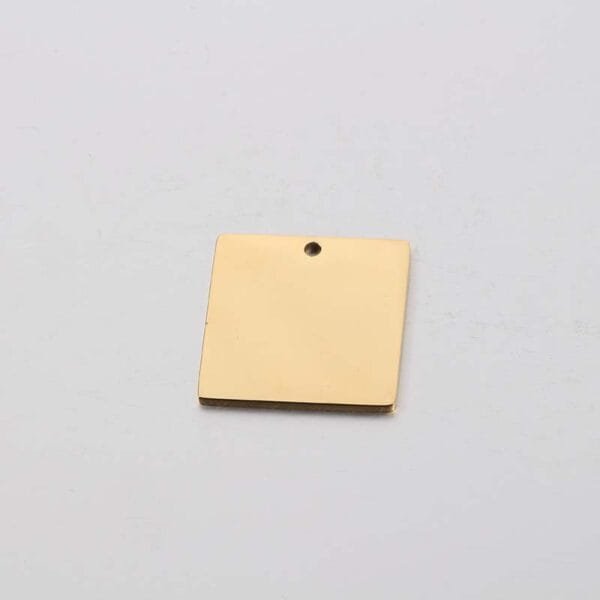 Mirror Polished Gold Color Stampable 25mm Square Stainless Steel Blank Pendant Blanks Metal Charms - Imagen 5