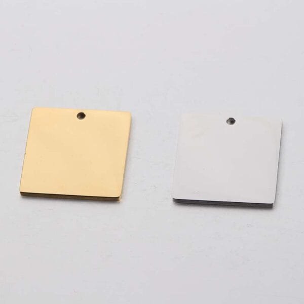 Mirror Polished Gold Color Stampable 25mm Square Stainless Steel Blank Pendant Blanks Metal Charms - Imagen 6