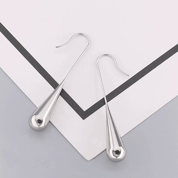 European Statement Gold Plated Long Water Drop Stainless Steel Earrings for Women - Bild 5