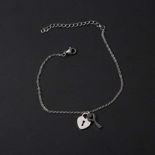 Girlfriend Gift Stainless Steel Jewelry Women Gold Plated Lock And Key Charm Bracelet - Bild 5