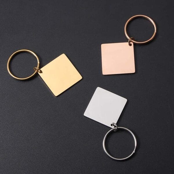Hot Sales Wholesales Custom Logo Stainless Steel KeyChains Mirror Polished DIY Metal Square Keychain - Bild 2