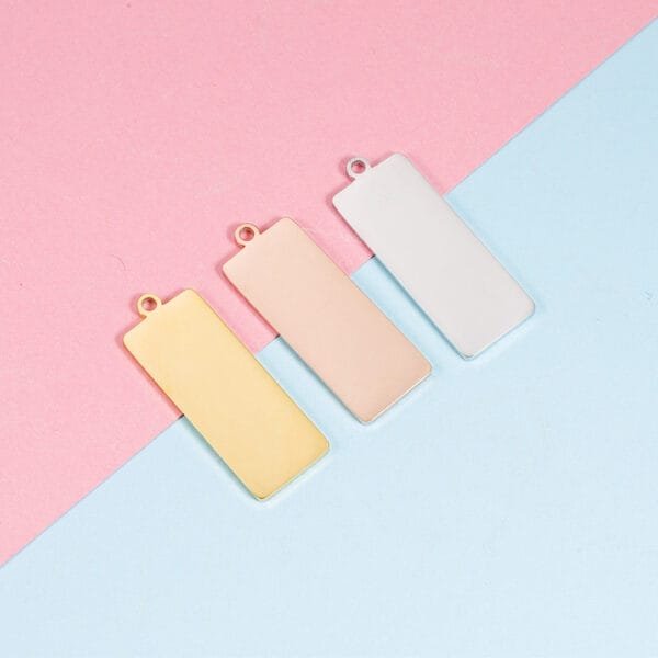 Factory New Custom Logo Pendant Mirror Polished No Fade DIY Blank 29mm Rectangle Necklace Pendant - Bild 2