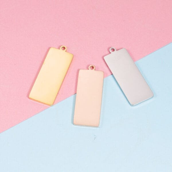 Factory New Custom Logo Pendant Mirror Polished No Fade DIY Blank 29mm Rectangle Necklace Pendant - Bild 3