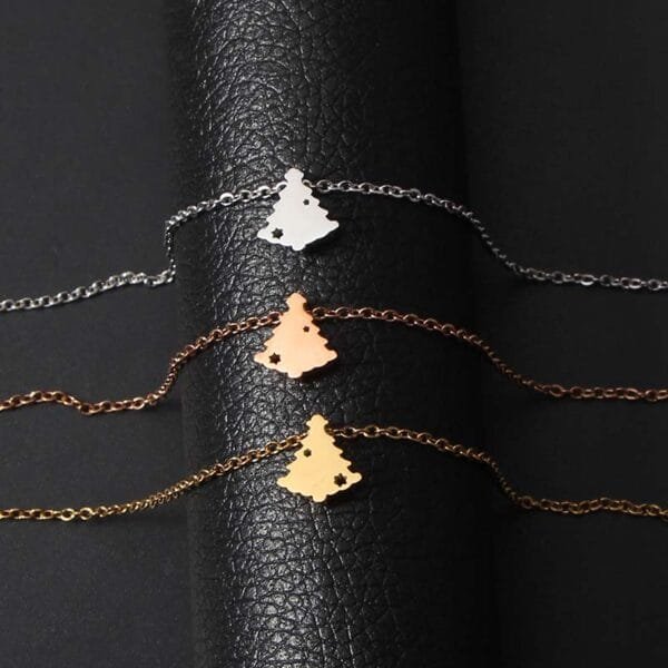 Dainty Stainless Steel Girl Bracelets DIY Christmas Day Tree Charm Bracelets for Women