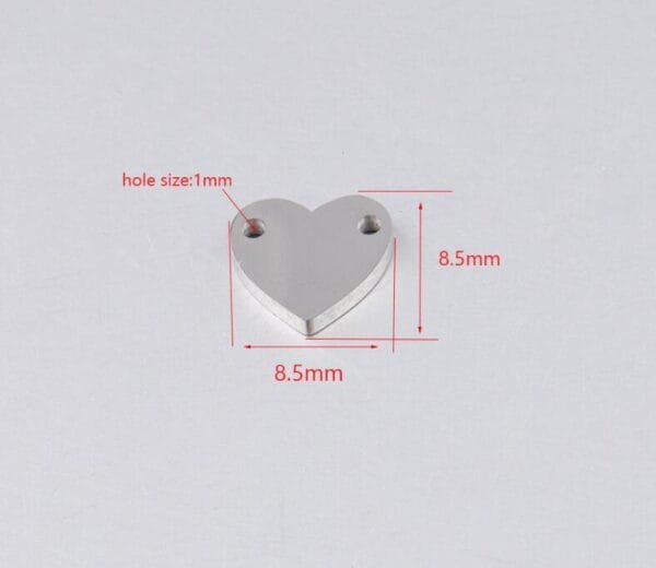 Stainless Steel Mirror Polished DIY Custom Logo Jewelry Handmade Two Holes Wholesales Heart Connector Charm - Bild 3