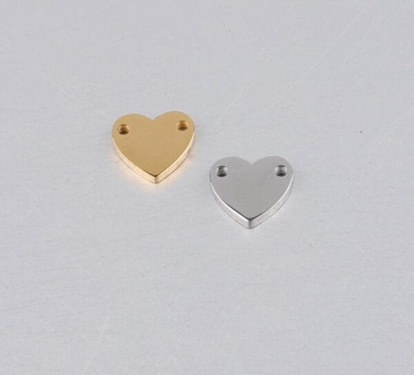 Stainless Steel Mirror Polished DIY Custom Logo Jewelry Handmade Two Holes Wholesales Heart Connector Charm - Bild 5