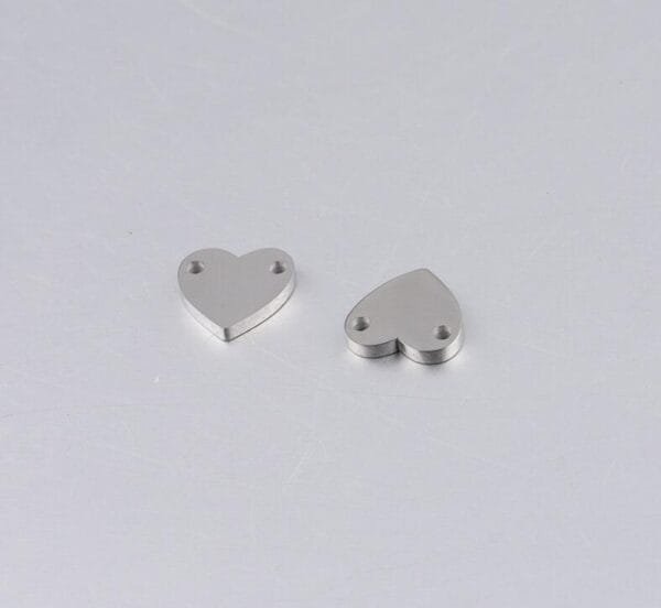 Stainless Steel Mirror Polished DIY Custom Logo Jewelry Handmade Two Holes Wholesales Heart Connector Charm - Bild 6