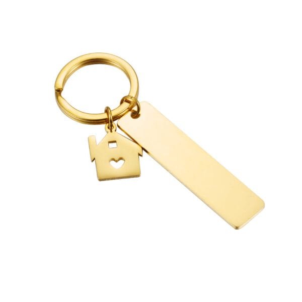 Mirror Polished Stainless Steel Gold Plated Metal Blank Stamp Engraved Logo Custom Key Chains