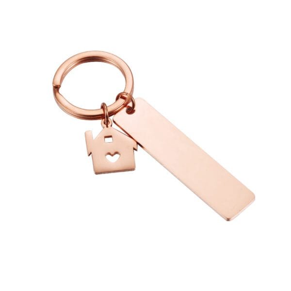 Mirror Polished Stainless Steel Gold Plated Metal Blank Stamp Engraved Logo Custom Key Chains - Bild 3