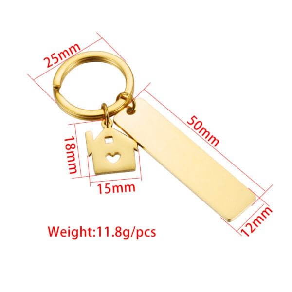 Mirror Polished Stainless Steel Gold Plated Metal Blank Stamp Engraved Logo Custom Key Chains - Bild 6