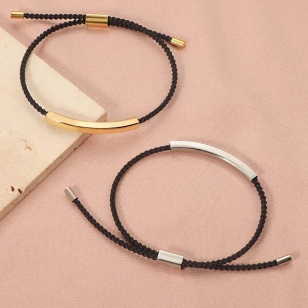 DIY Stainless Steel Charm Pipe Bracelet Black String Women Men Jewelry Bracelets