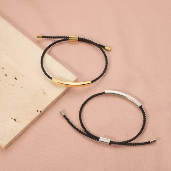DIY Stainless Steel Charm Pipe Bracelet Black String Women Men Jewelry Bracelets - Bild 6