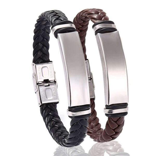 Factory Sales Wristband Wrap Bracelets Braided Steel Women Men Jewelry Leather Hand Bands Bangle for Men - Bild 2