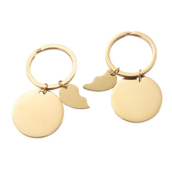 Factory Price Blank Custom Engraved Pendant Mirror Polished Stainless Steel Couple Heart Key Chains