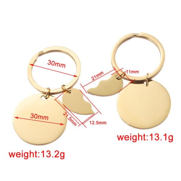Factory Price Blank Custom Engraved Pendant Mirror Polished Stainless Steel Couple Heart Key Chains - Image 3