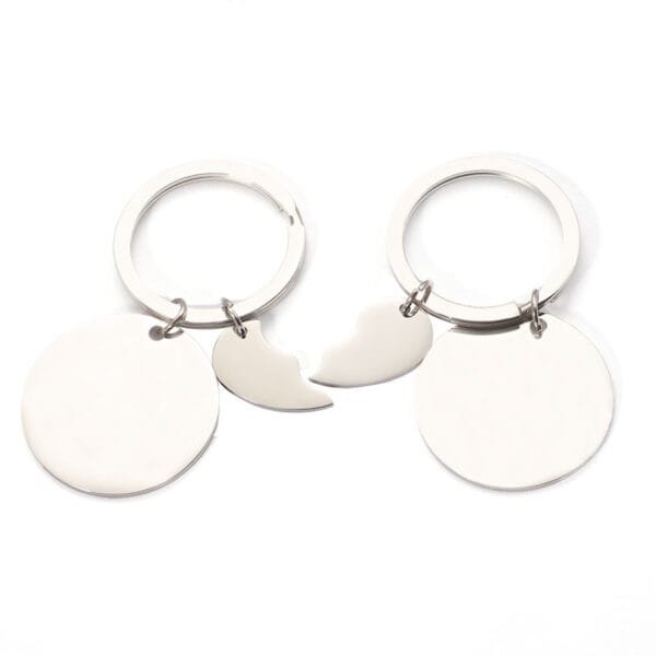 Factory Price Blank Custom Engraved Pendant Mirror Polished Stainless Steel Couple Heart Key Chains - Image 4