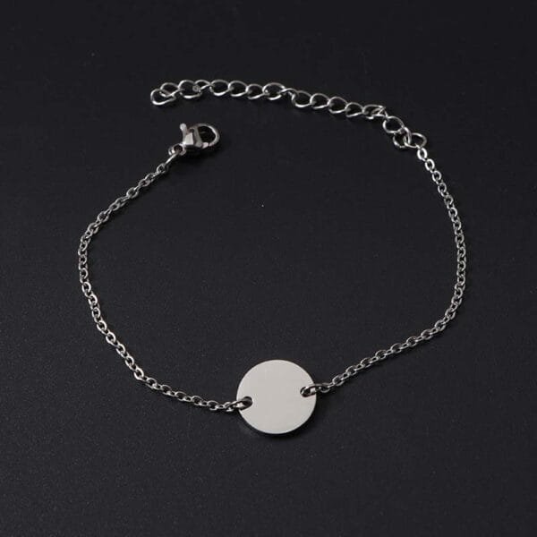 Factory Sales Gold Plated Simple Design Stainless Steel Mirror Polished Custom Logo Bracelets Round Charm - Image 2