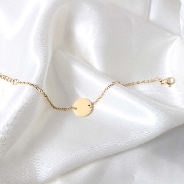 Factory Sales Gold Plated Simple Design Stainless Steel Mirror Polished Custom Logo Bracelets Round Charm - Image 6