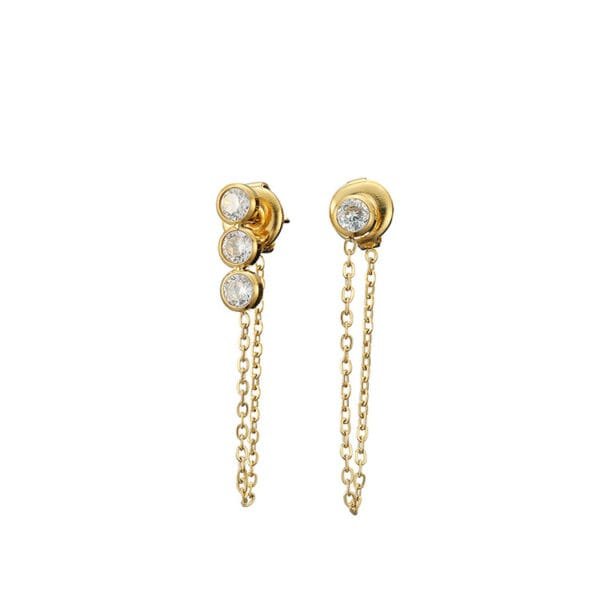 New Design Women Hypoallergenic Gold Plated Stainless Steel Fashion Zircons Earrings - Image 6