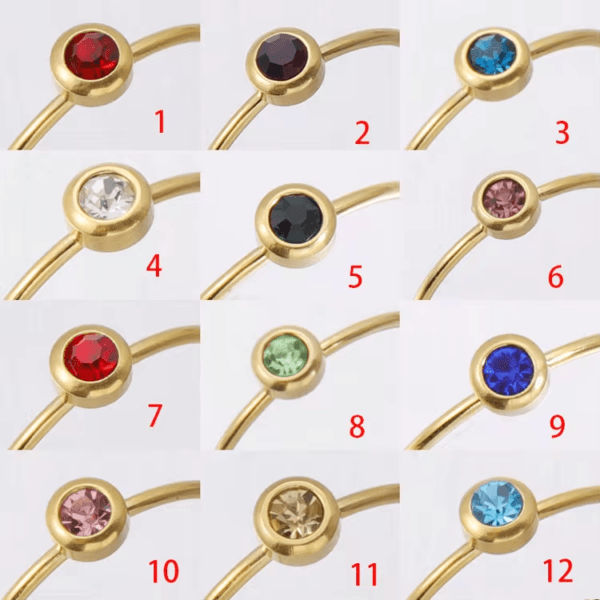 Trendy 12 Birthstone Rings 18K Gold Plated Stainless Steel Jewelry Women Micro Zircon Ring - Bild 2