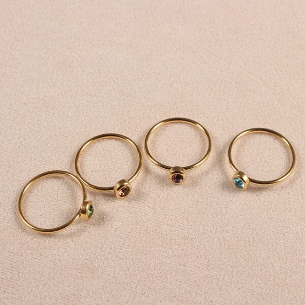 Trendy 12 Birthstone Rings 18K Gold Plated Stainless Steel Jewelry Women Micro Zircon Ring - Bild 3