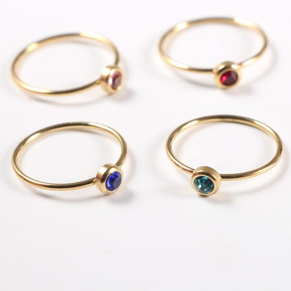 Trendy 12 Birthstone Rings 18K Gold Plated Stainless Steel Jewelry Women Micro Zircon Ring - Bild 5