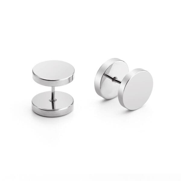New Punk Barbell Style Stainless Steel Women Men Jewelry Barbell Earrings - Image 2