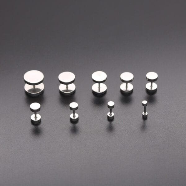 New Punk Barbell Style Stainless Steel Women Men Jewelry Barbell Earrings - Image 5
